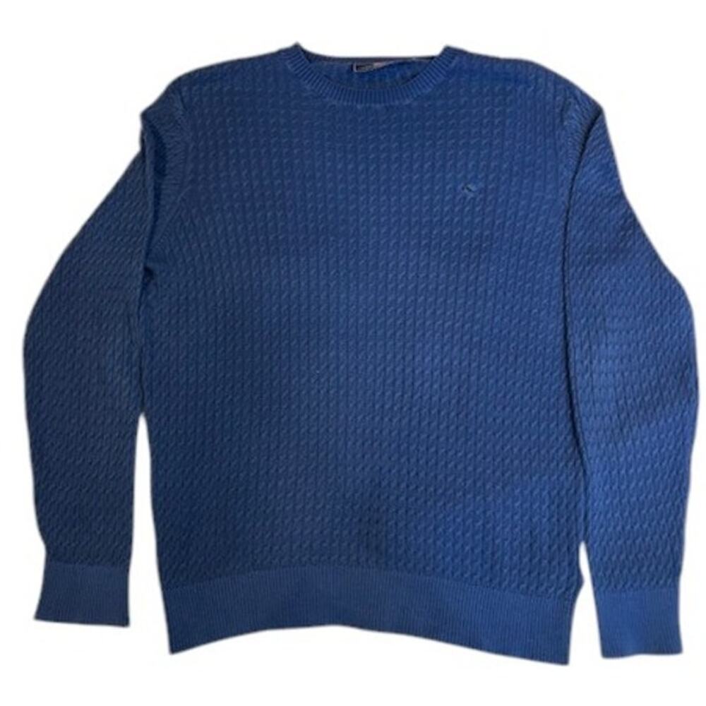VINEYARD VINES Men's Cableknit sweater MEDIUM Blue 100% Cotton Nautical preppy
